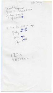 Handwritten information for Jerald Shipman from desk agenda, 1985-01-01 - 1985-12-31